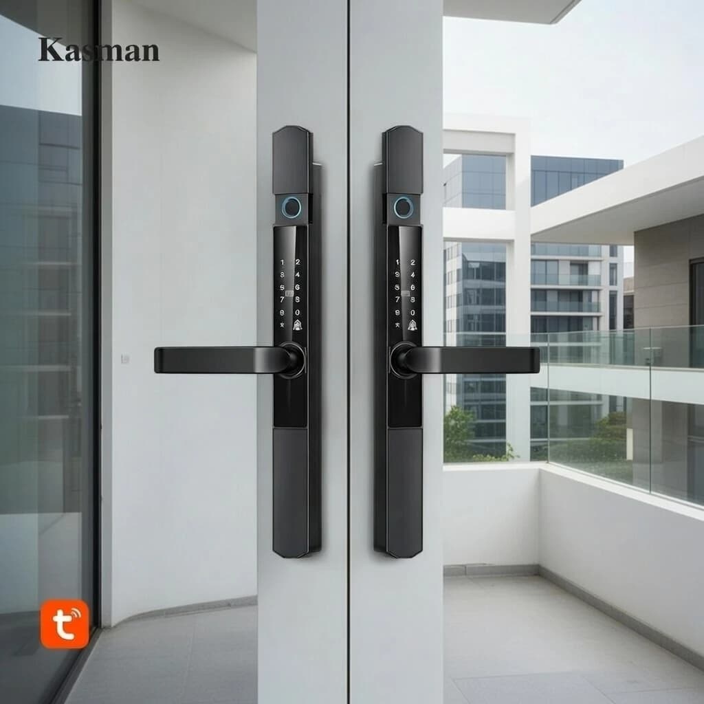 Kasman Source Price Double Side Slim Door Lock Water Proof 2hrs Fire Rated Gate Smart Door Lock With Mechanical Key