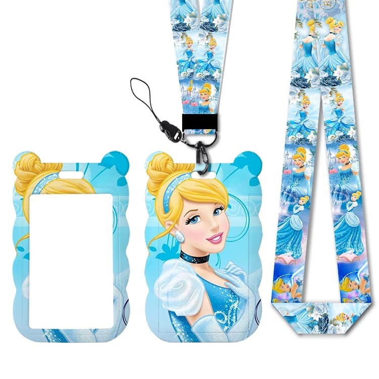 Disney Cenerentola Princess Designs Cordini Porta badge identificativo Cinghia Carta da lavoro Porta carte di accesso per autobus Portachiavi Accessori