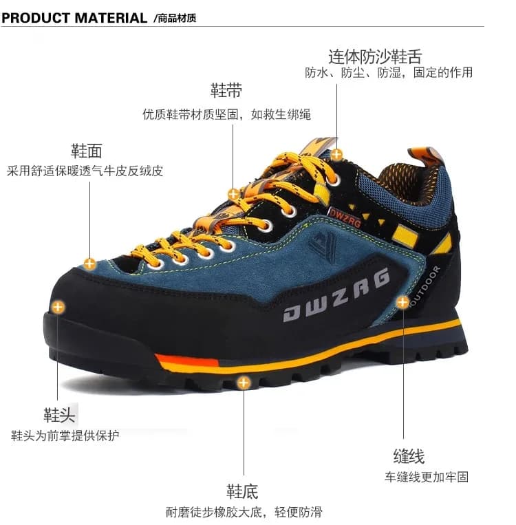 Scarpe da trekking da arrampicata su roccia nella giungla in pelle traspirante impermeabile da esterno da uomo Scarpe da trekking da montagna da uomo