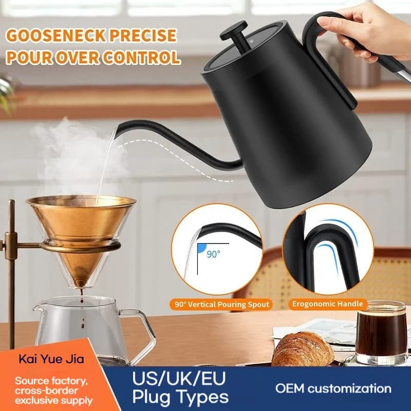 Bollitore Elettrico Intelligente, Beccuccio a Collo d'Oca Sottile, Controllo della Temperatura, Caffettiera per Infusione Manuale, Bollitore per Acqua a Temperatura Costante