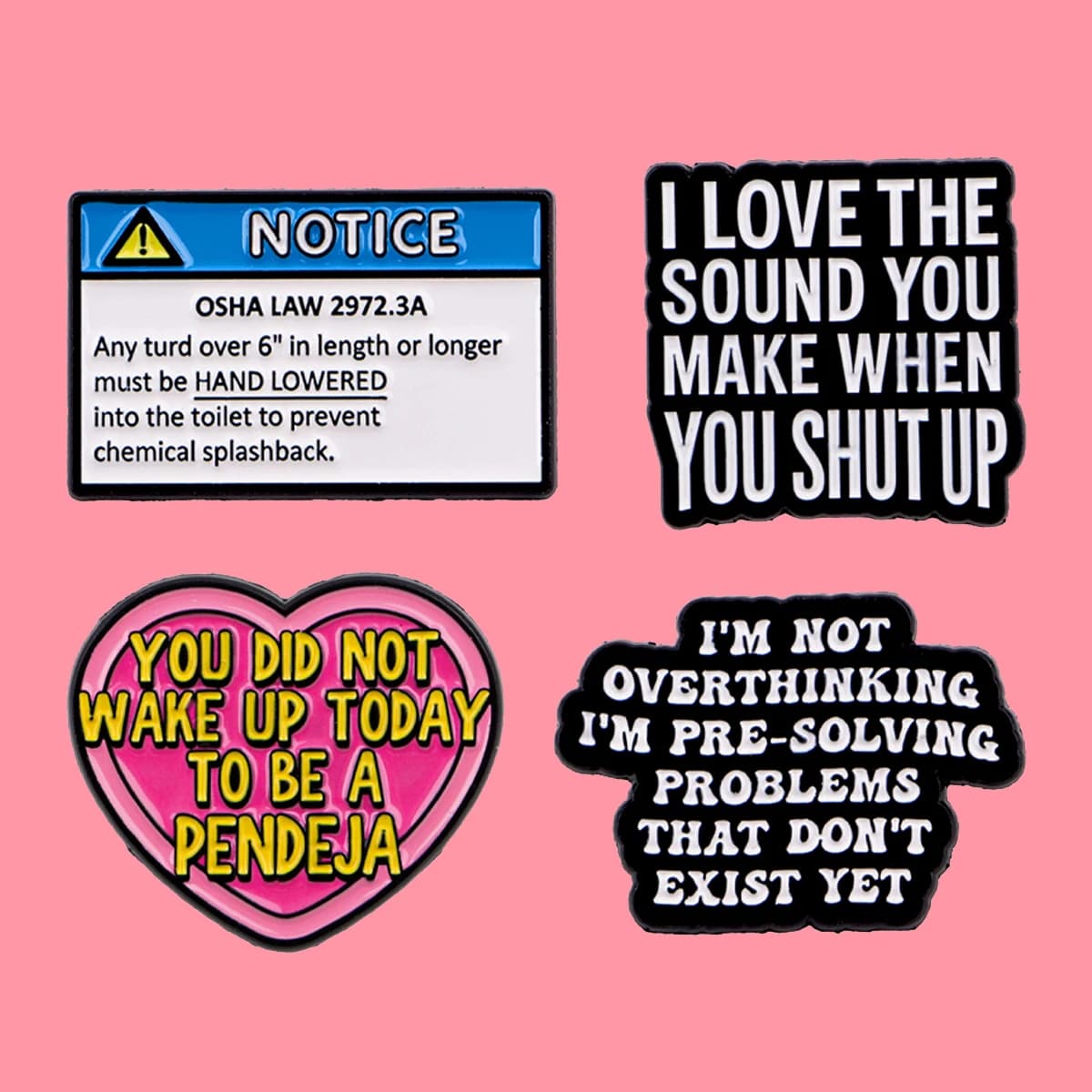 'I'M NOT OVERTHINKING' Enamel Pin Warning Quotes Brooch Pines Lapel Pins Badge on Backpack Clothing Accessories Jewelry Gifts