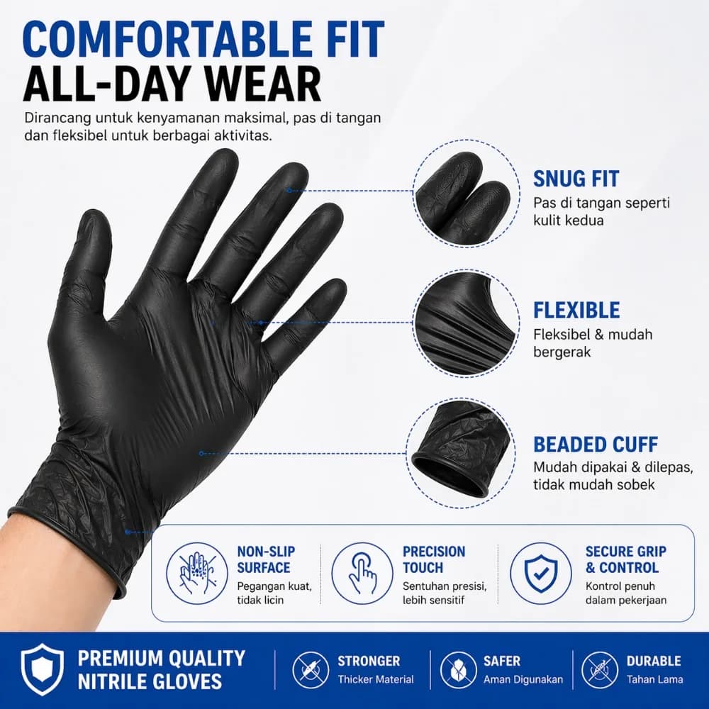 Guanti monouso in nitrile neri per cucina, guanti S/M/L/XL, guanti impermeabili multifunzionali per lavori domestici