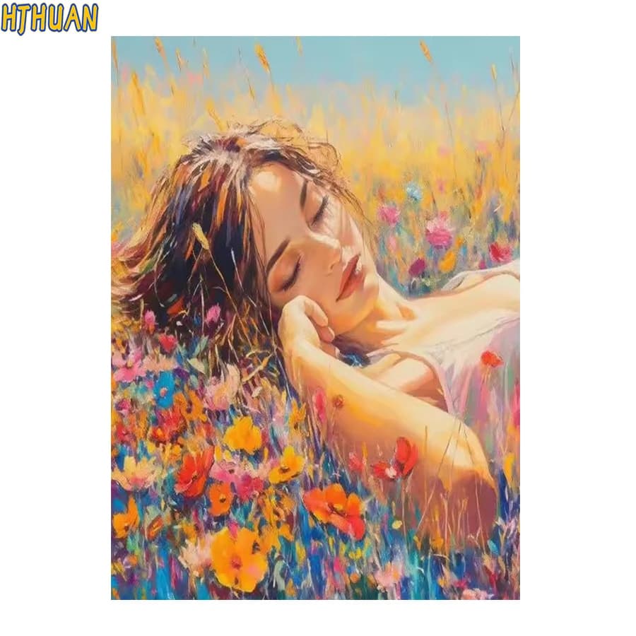 Diy Diamond Painting Abstract art sleeping woman Full Round Square Drill Mosaic cross-stitch Wall Art Pictures Home Decoration