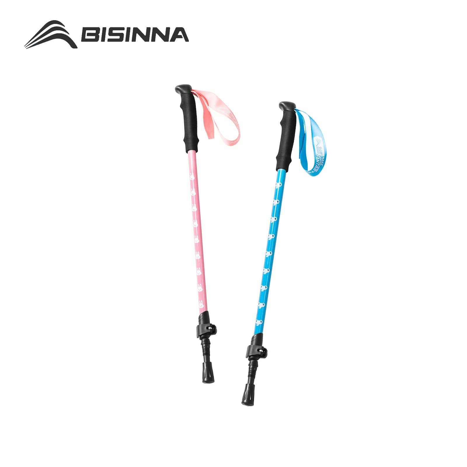 BISINNA 2PCS Kids Trekking Poles Aluminum Alloy Ultralight Telescopic Hiking Canes Outdoor External Lock Climbing Sticks