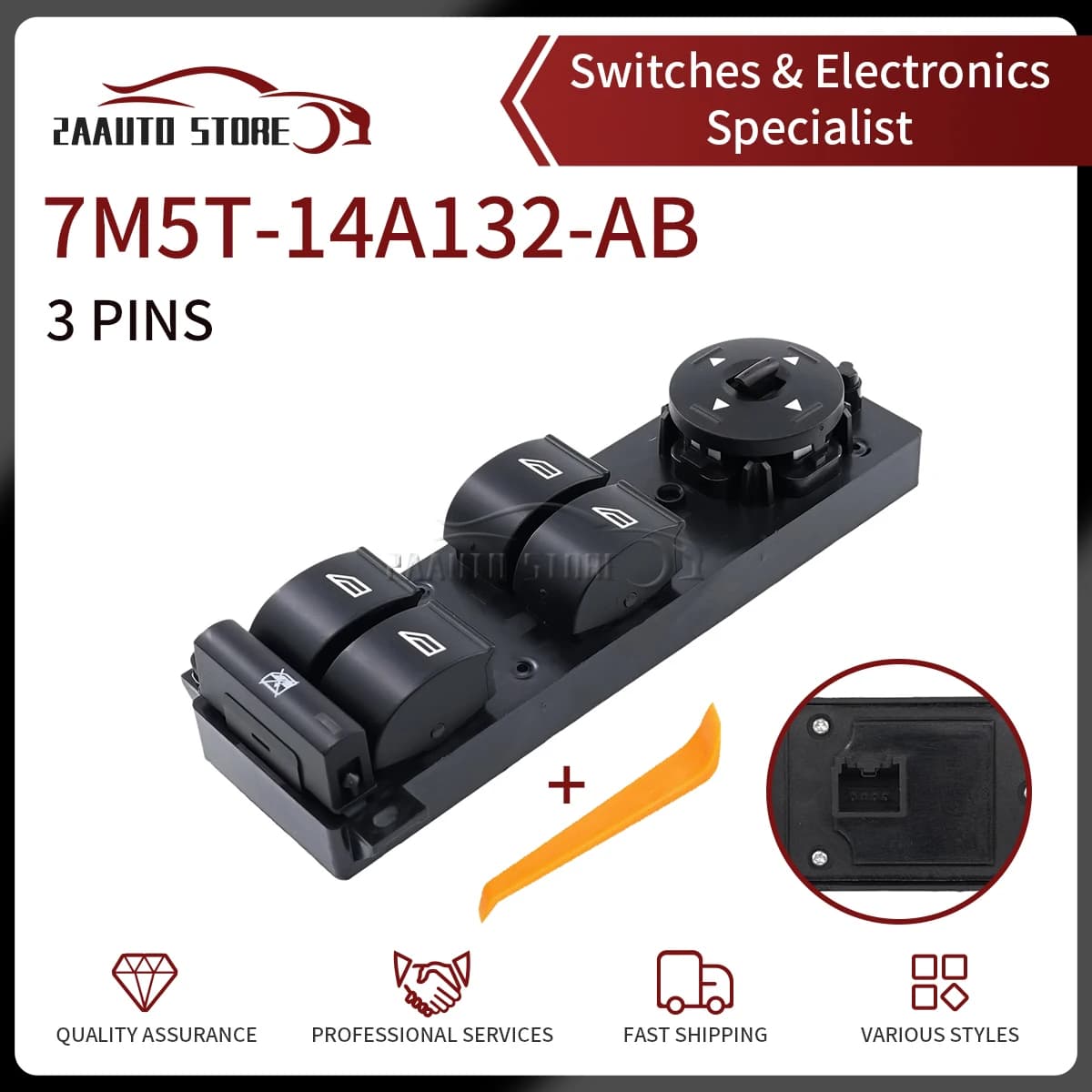 7M5T-14A132-AB Pulsante interruttore di controllo alzacristallo elettrico per Ford Focus MK2 Facelift (LV) 2005-2011 C-Max 3 pin parti della serratura della porta