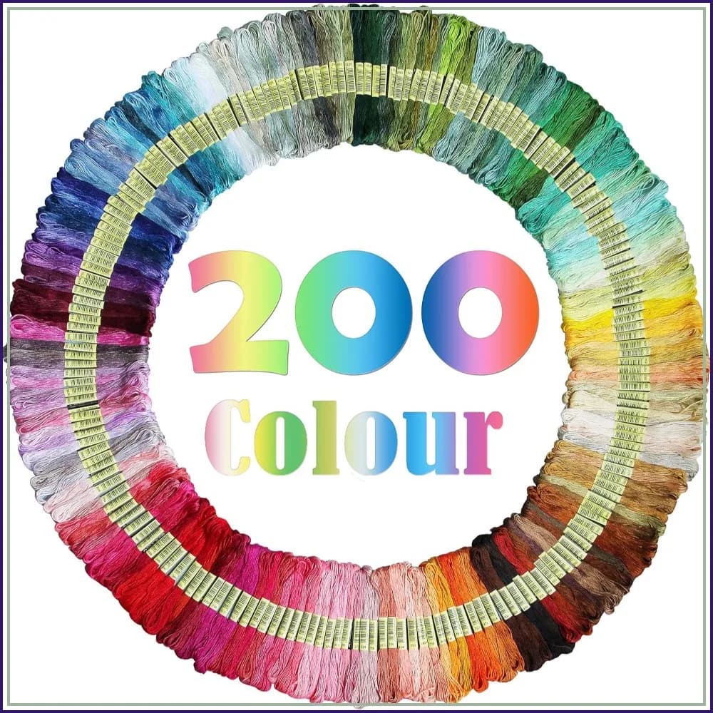 200 Colors Embroidery Thread Set, 8m Each, Cross Stitch Floss for DIY Bracelets & Crafts