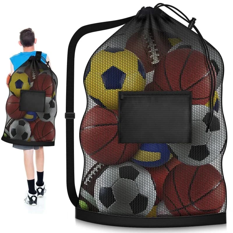 Extra large mesh bag for balls Backpack Portable shoulder bag with drawstring that holds volleyball Basketball Football Sports toy bag