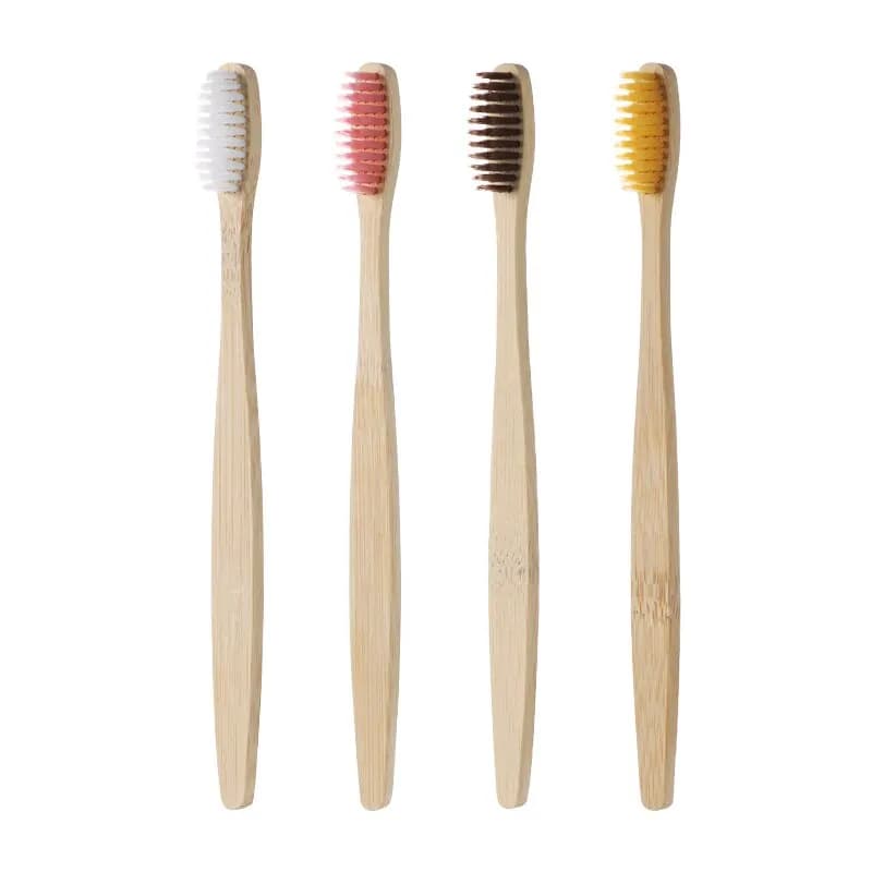 Set di Spazzolini da Denti in Bambù Avvolti Singolarmente in Pelle di Vacchetta, Naturali ed Ecologici, Confezione da 10 Pezzi