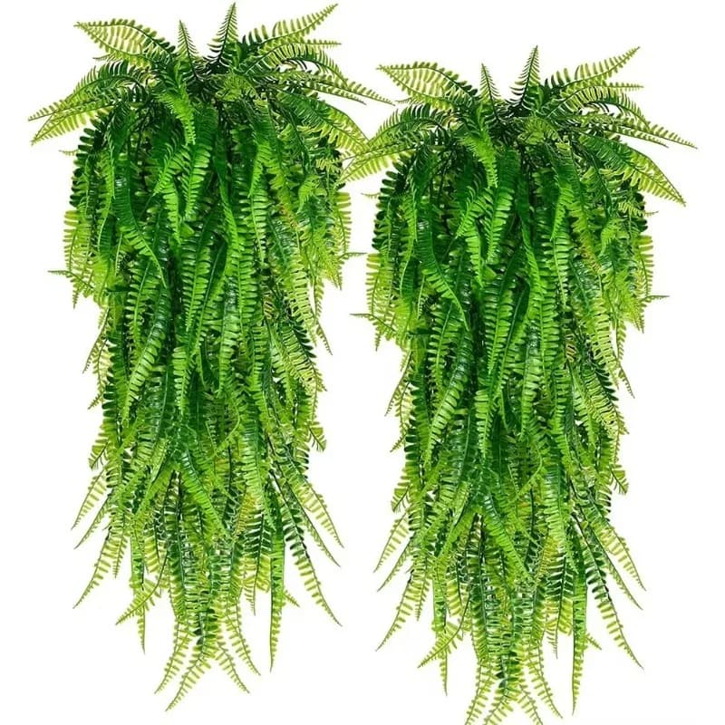 Erba di felce artificiale Foglie persane Viti appese Simulazione Verde Decorazioni per la casa Piante da interno realistiche Decorazione della stanza da parete