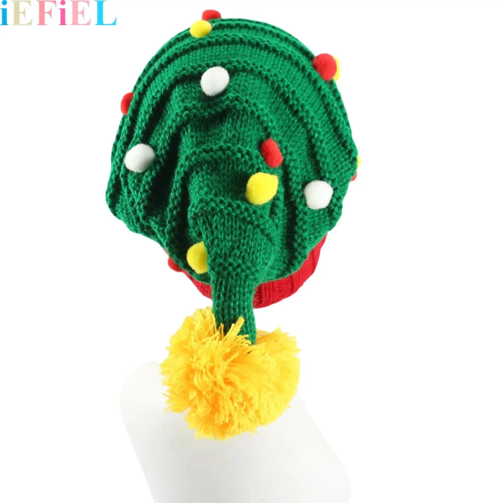 Cappello lavorato a maglia natalizio Cappelli morbidi da Babbo Natale per adulti Cappello da elfo Cappello a cuffia natalizio all'uncinetto Festa di Capodanno Cappelli natalizi invernali con palla colorata