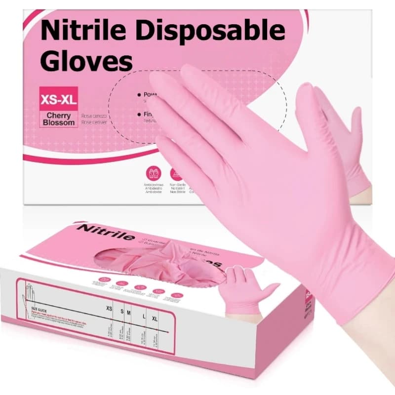 20/50/100PCS Guanti monouso in nitrile rosa 3.5mil Guanti per la pulizia della casa senza lattice per alimenti Pre tatuaggio Estetista di bellezza