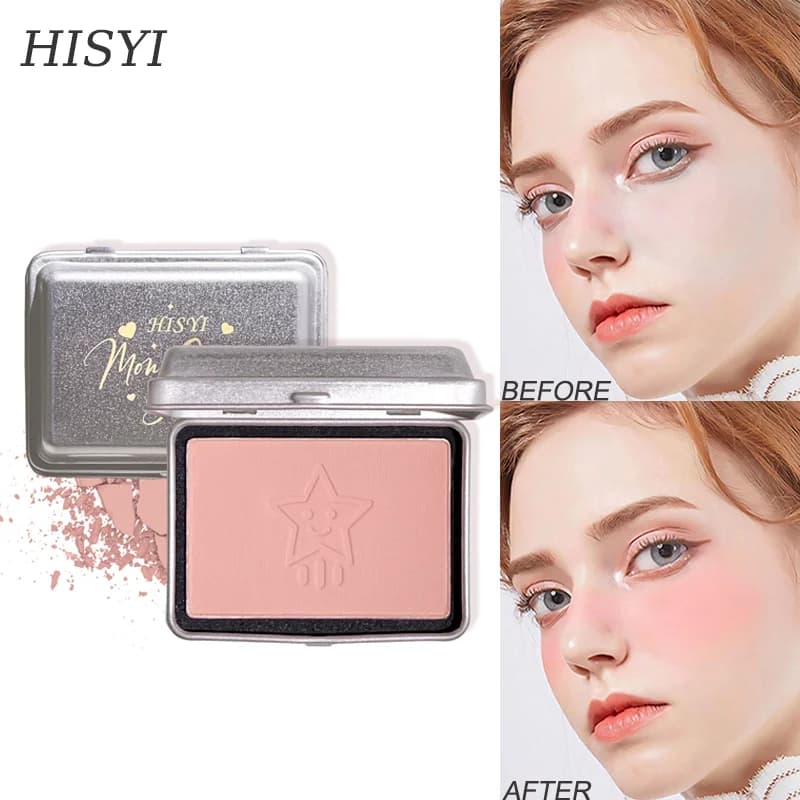 HISYI Fard monocromatico trasparente acquatico, sbiancante naturale, opaca di grande capacità, piatto fard rosso monocromatico facile da colorare