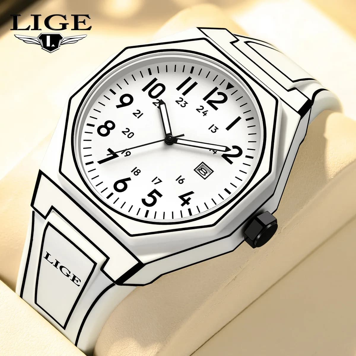 LIGE New Men's Watch Military Watches Men's Quartz Classic Fashion Silicone Sport Calendar Waterproof Relogio Masculino + SCATOLA