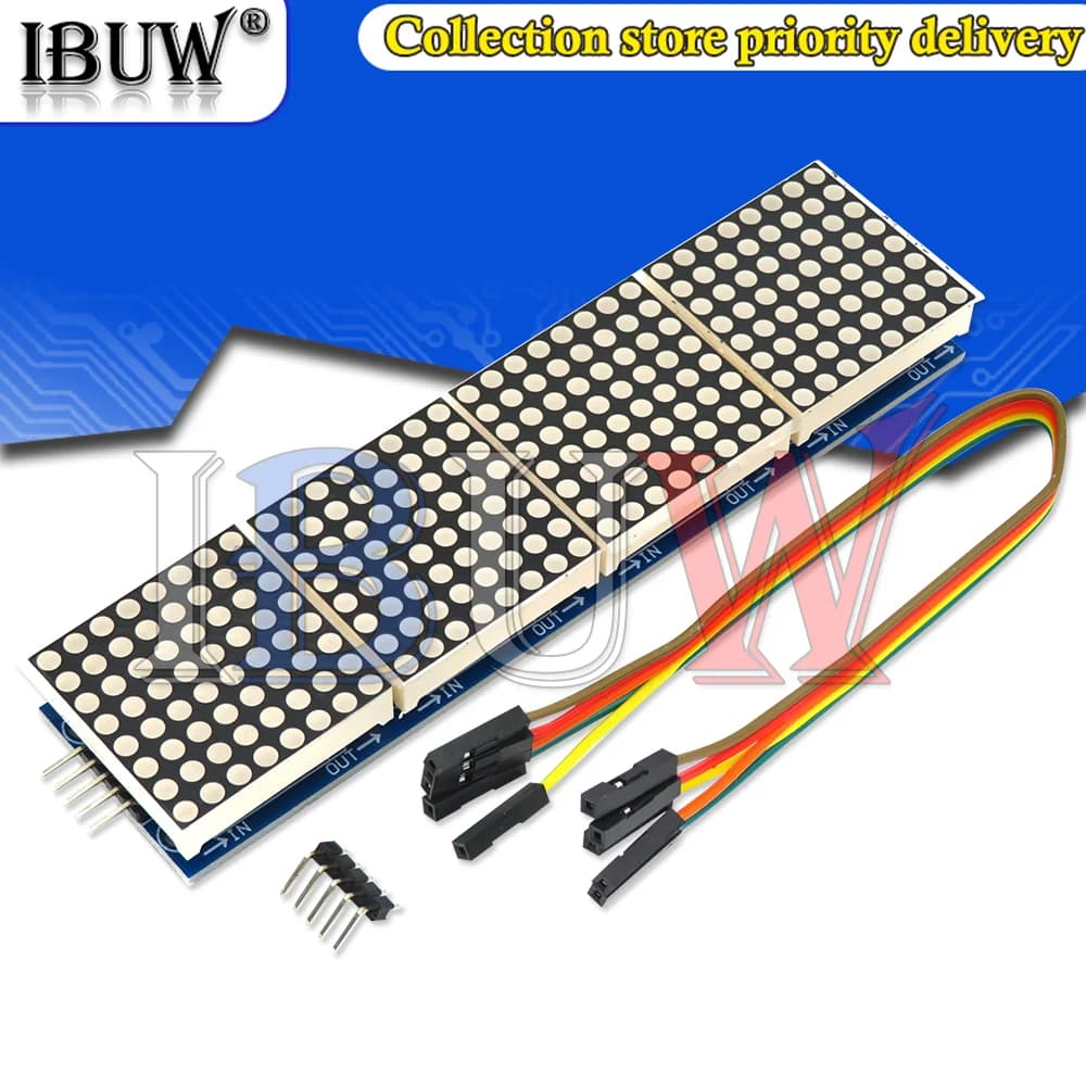 Microcontroller point matrix module RED MAX7219 Display 4 in one with line 5P 4 in 1