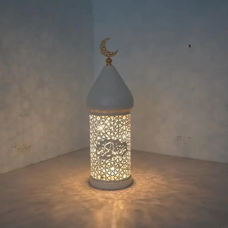 2025 Nuovo portacandele decorativo Decorazione Ramadan Lampada a candela in metallo Portacandele per mensola da tavolo, sala da