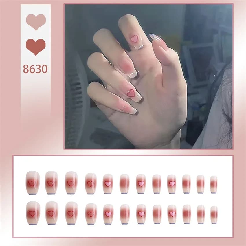 24 Pz/set Spice Girl Rimovibile Moda Unghie Finte Copertura Completa Adesivo Artificiale Presse sulle Unghie Semplice Indossare Punte di Unghie Finte