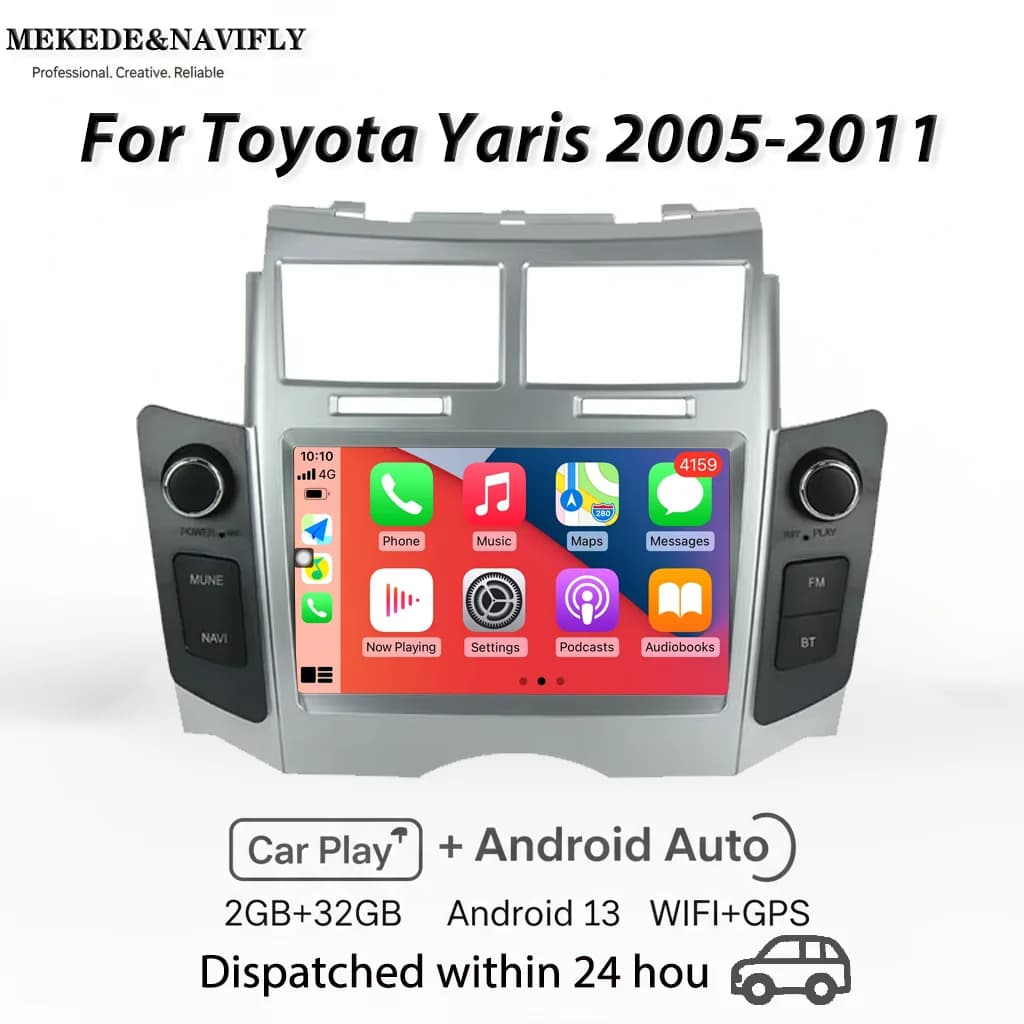 Per Toyota Yaris XP90 Vitz Platz 2005 - 2011 7 pollici Autoradio Wireless Carplay Lettori multimediali centrali sistemi per auto intelligenti