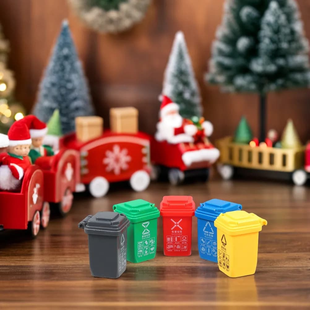 Set di 15 Mini Pattumiere Realistiche per la Raccolta Differenziata, Ideali per Decorazioni Educative da Scrivania