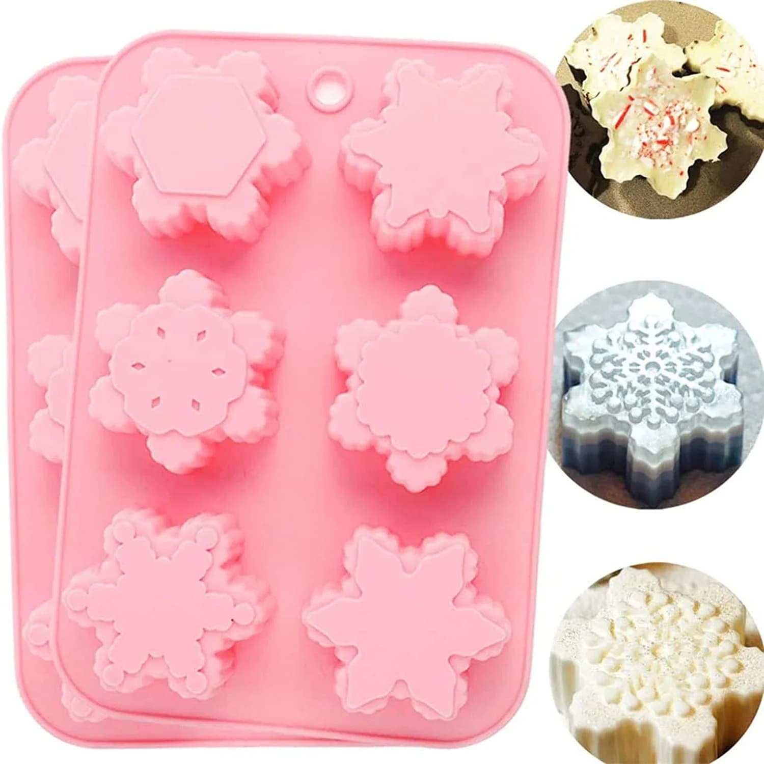 Stampi per sapone in silicone Fiocchi di neve Stampo per pane fatto a mano Stampo per torta Biscotto Vassoio per cubetti di ghiaccio per artigianato Stampo per candele Budino