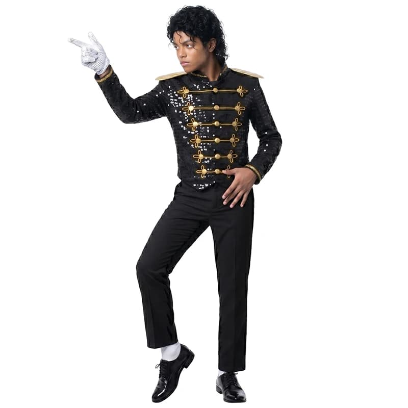 Costume da Michael Jackson per bambini, giacca militare, per Halloween.