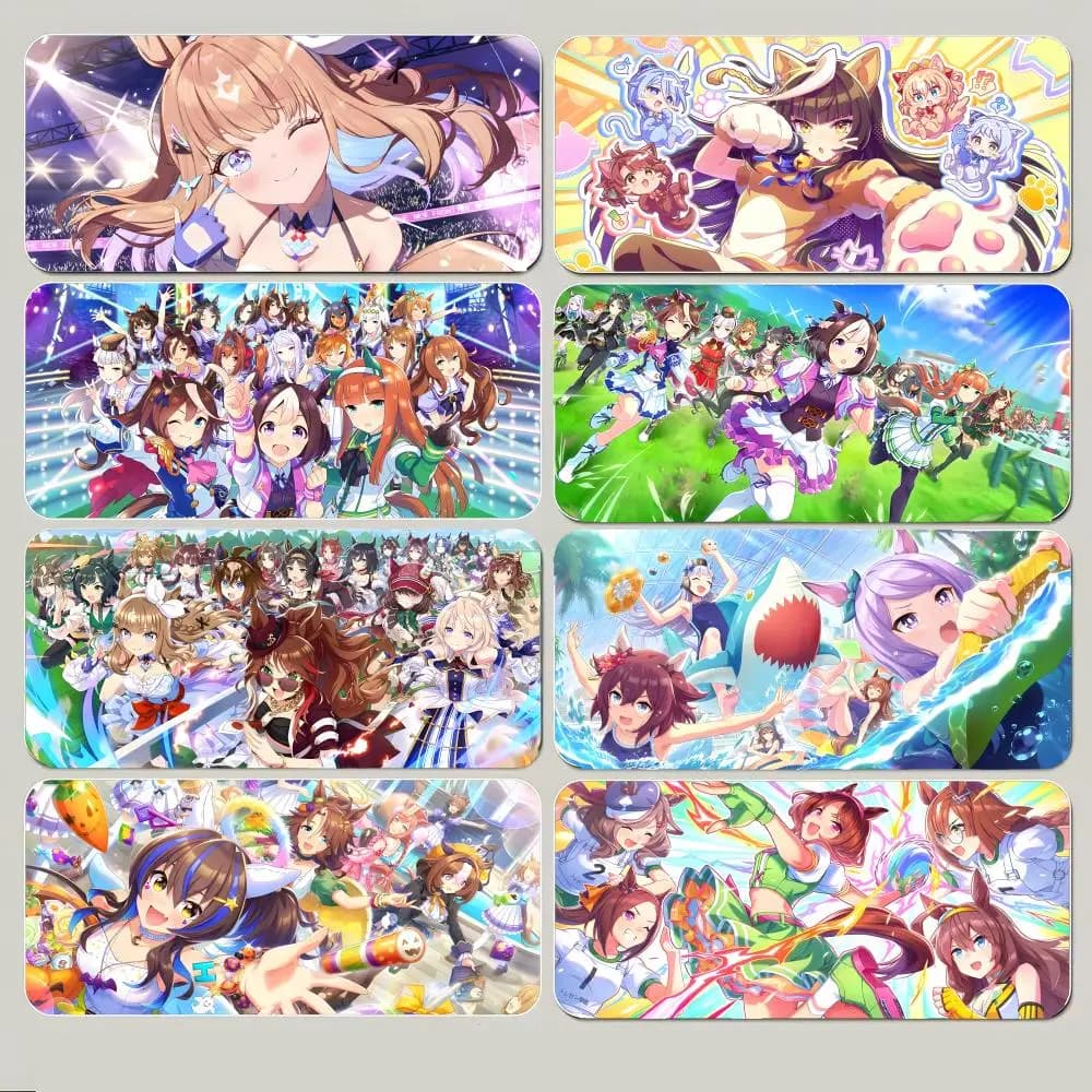 Tappetino per mouse da gioco competitivo U-Uma Musume Pretty Derby, tappetino per mouse da gioco di grandi dimensioni con bordo cucito spesso, tappetino da scrivania antiscivolo