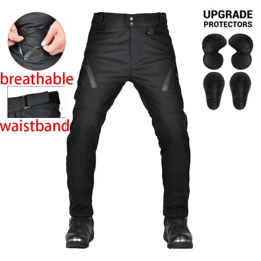 Motorcycle Pants Waterproof for All Seasons with Reflective Strips, Adjustable Life and Protections for Knee and Hips for Open Guide