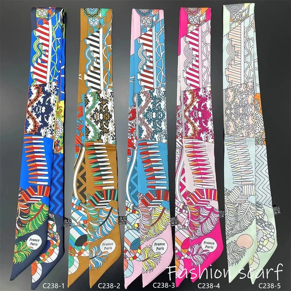 Estate coreana nuova catena fibbia decorazione nastro piccola sciarpa donna twill legato borsa manico nastro fascia per capelli souvenir piccola sciarpa