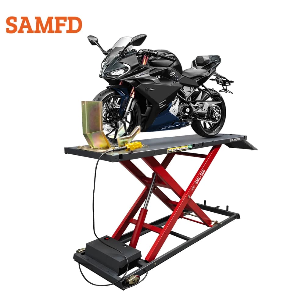Electric Hydraulic Motorcycle Stand Lift Ramp with 700kg Lifting Capacity motorcycle Scissor Lift Table