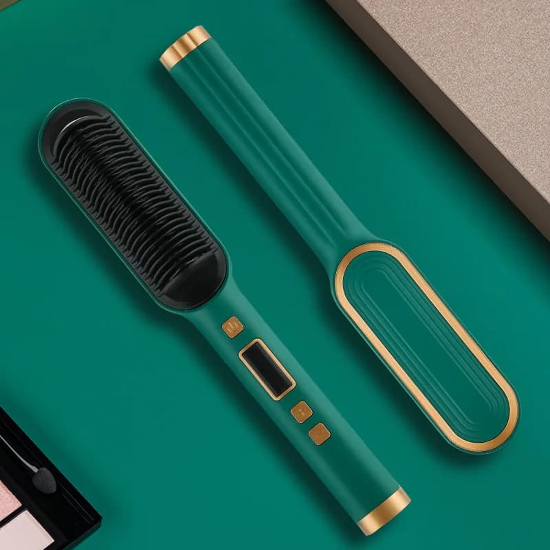 Professional electric hair curler comb to negative ions 2 In 1 with Lcd Display tool to curl straight brush hair