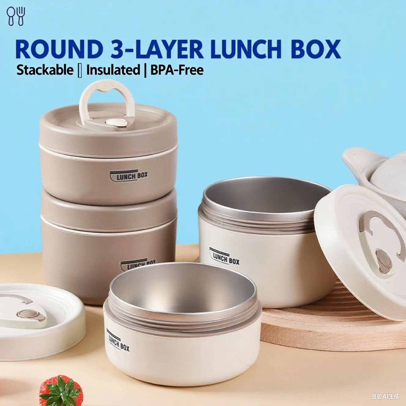 Contenitore termico per il pranzo e borsa termica per alimenti caldi, contenitore ermetico in acciaio inossidabile per la preparazione dei pasti.
