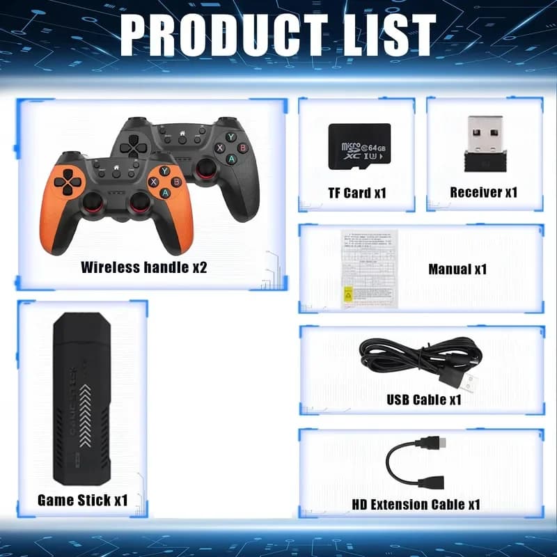 Nuovo Game Stick X2 PRO Console di Gioco con 48 Emulatori, 64g/128g, 40000+ Giochi Retro, 4K HD, per 2 Giocatori, Regalo per la Casa