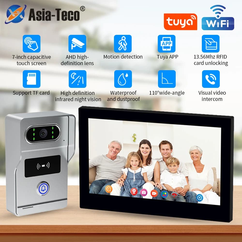 Tuya Videocitofono Home Monitor cablato Citofono Citofono Villa 1080P Sistema di controllo accessi elettronico per visione notturna intelligente