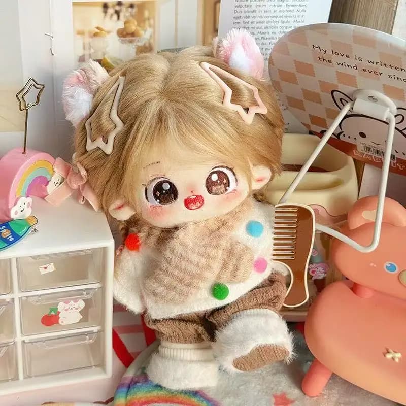 20cm Cute Idol Cotton Star Dolls Kawaii Hamster Ears Stuffed Baby Plushies Doll Dress Up Can Change Clothes Fans Collection Gift