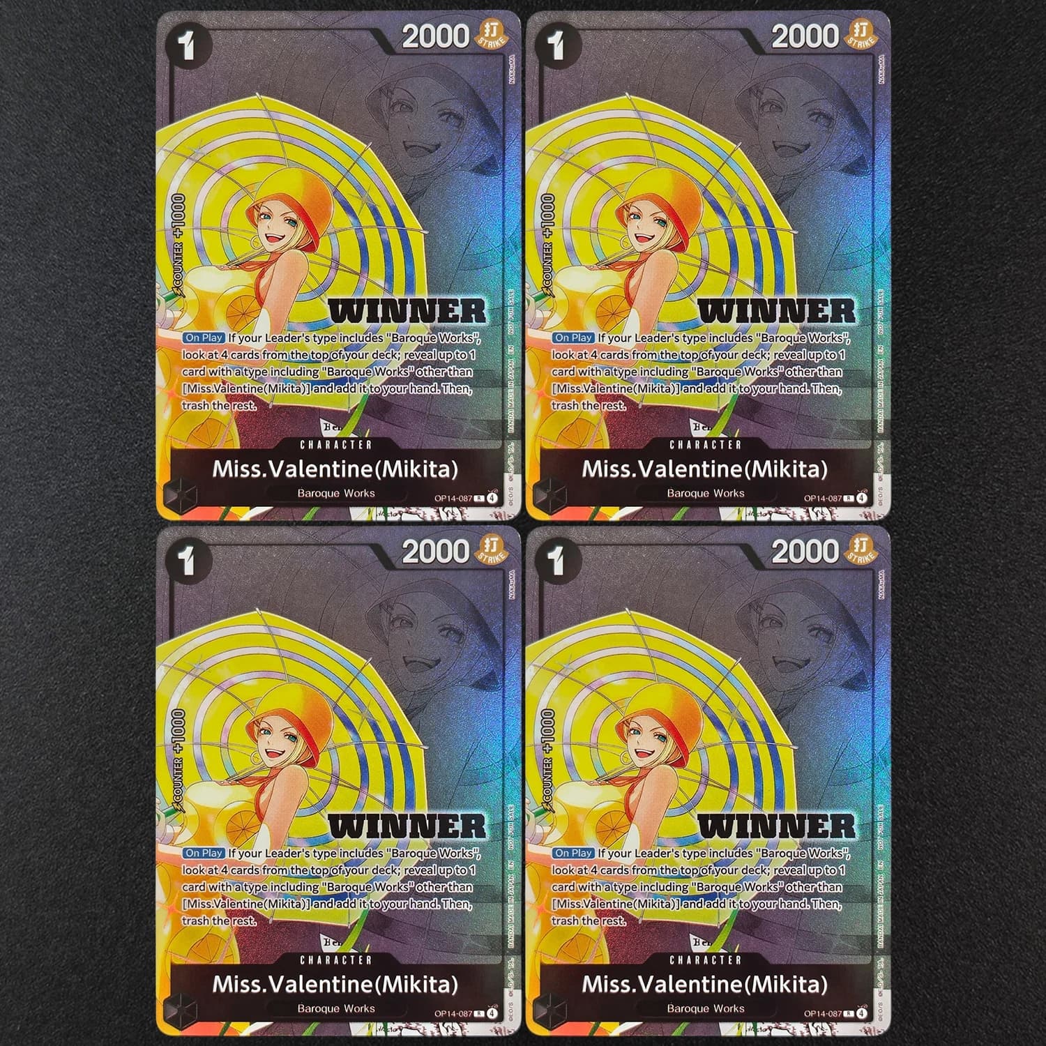 DIY Proxy One Piece TCG English Miss. Valentine (Mikita) R OP14-087 Winner Pack 2026 Vol3 Game Textured Collection Card Toy