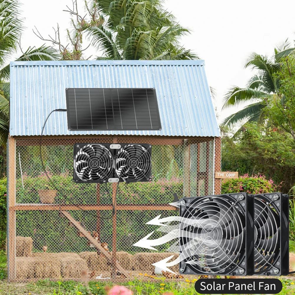 Ventole di scarico per pannelli solari da 15 W 12 V Kit pannello solare impermeabile IP65 con kit ventola di accesso solare a doppia ventola per serra di pollame