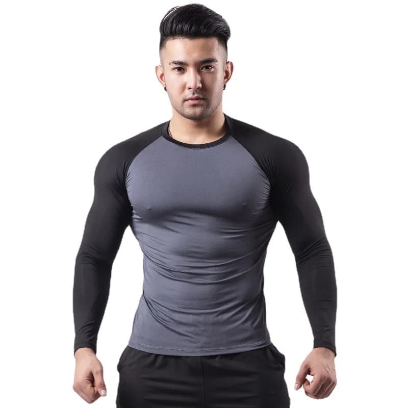 Men's Fleece Lined Thermal Training Set Gym Sports Clothing Fast Drying Compression Shirts Elastic Collants for Running Training