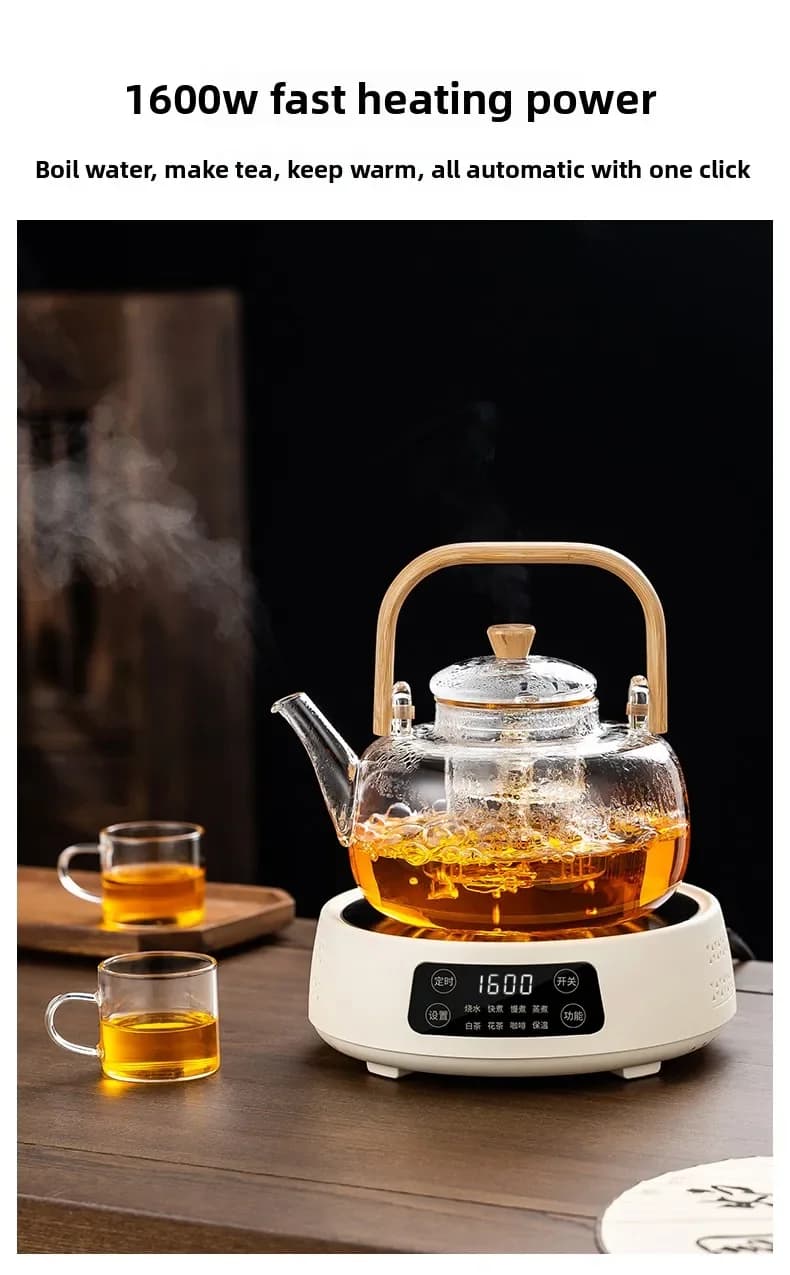 220V New Electric Heating Tea Kettle Set with High Temp Glass and Multi Function Stove LYH