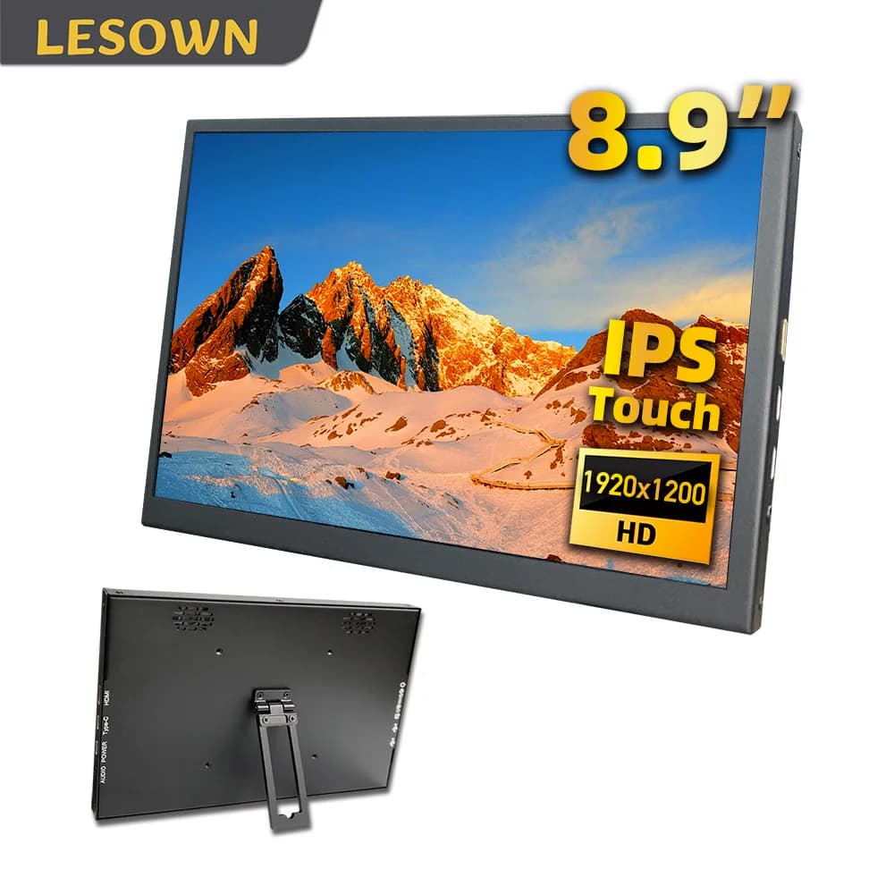 LESOWN 2K Portable 8.9 inch USB-C 1920 HDMIx1200 IPS LCD Touch Screen Display for Raspberry Pi Xbox PS4 Laptop Switch
