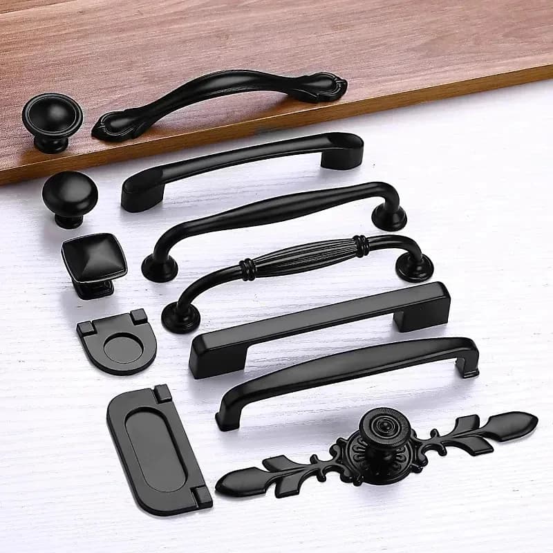 Maniglie per cassetti a foro singolo serie Black, pomelli rotondi e quadrati per mobili, ferramenta moderna per armadi, guardaroba, cassettiere