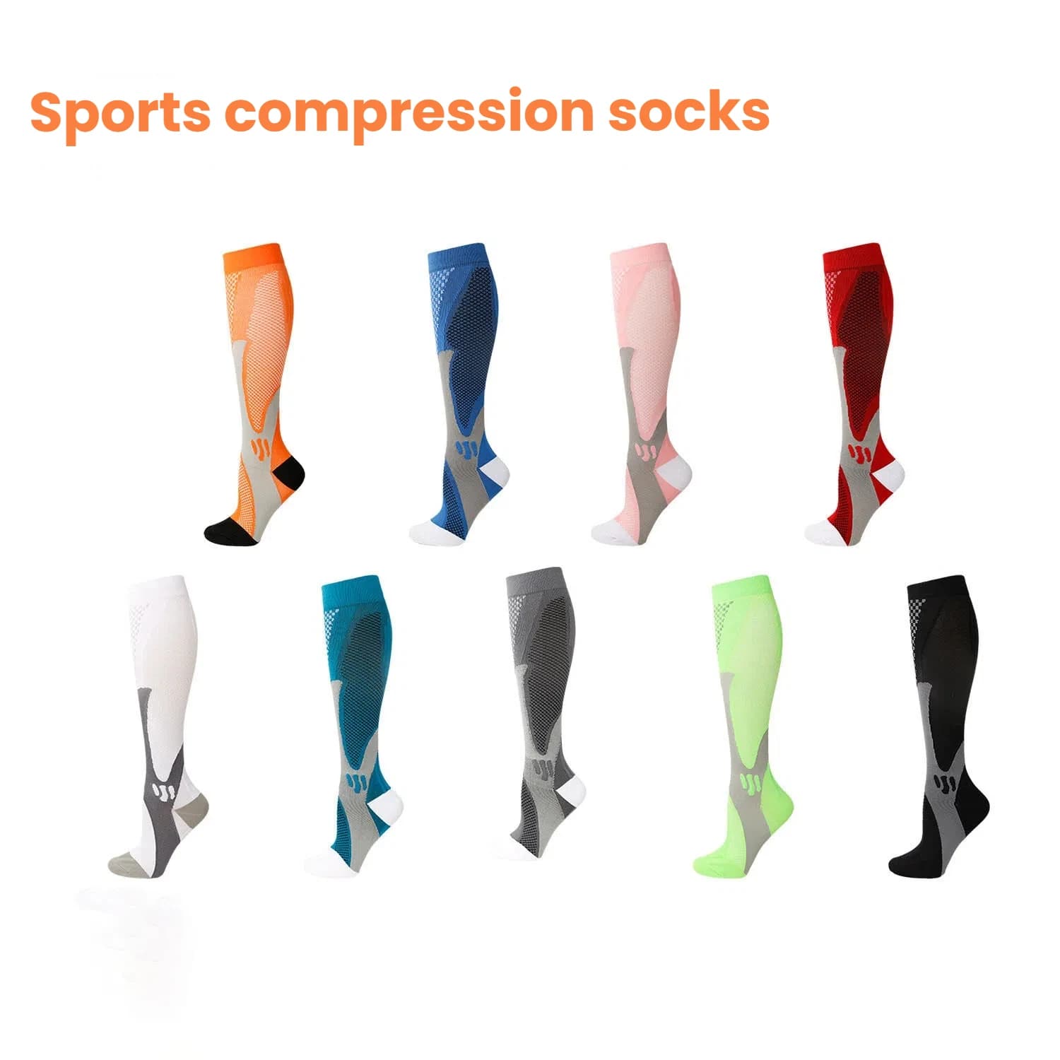 Nylon compression socks for men and women, ideal for cycling, running, football and outdoor sports.