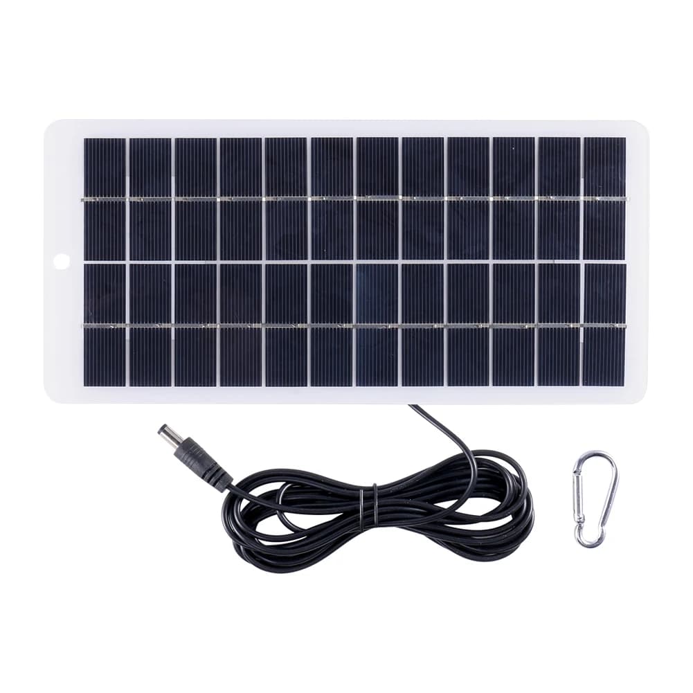 Pannello Solare 12V in Polisilicio 10W, Caricatore Solare Laminato EVA con Porta DC e Moschettone per Batteria 3.7V/Lampada da Giardino