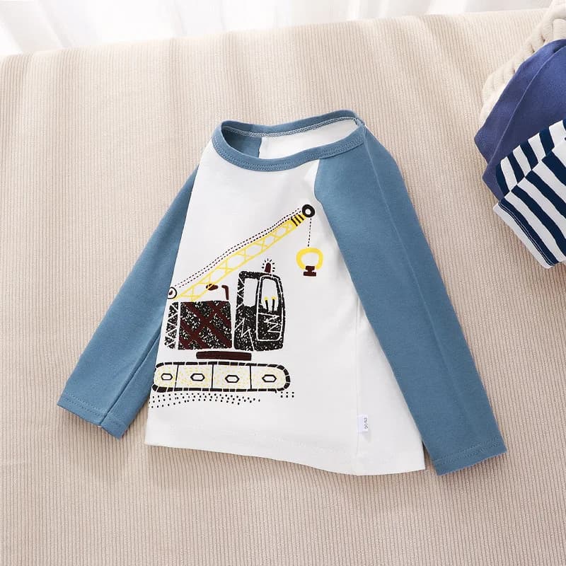 T-shirt per bambini Abbigliamento Abbigliamento per bambini Top per cartoni animati Manica lunga Abbigliamento per bambini Autunno Inverno Felpa con stampa in cotone Ragazzi Ragazza