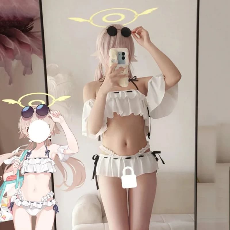 Game Blue Cosplay Archives Ajitani Hifumi Swimwear Summer Swimwear Beach Ruffle Swimwear Carnival Dresses for Women