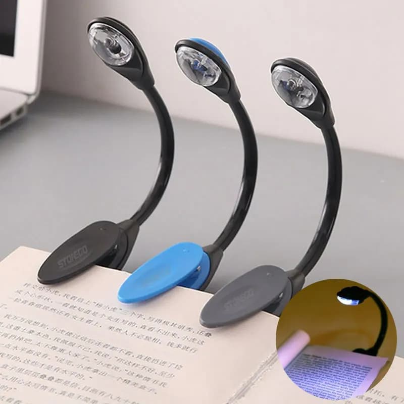 Mini lampada da libro flessibile a Clip luminosa lampada da lettura per libri a LED per Laptop lampada da viaggio lampada da tavolo con Clip Stonego