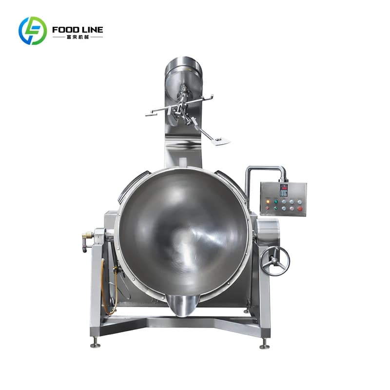 Utensili da cucina per panini misti a gas planetario semiautomatico da 600 litri, padelle per mescolare in acciaio inossidabile per carne, pentola da cucina industriale