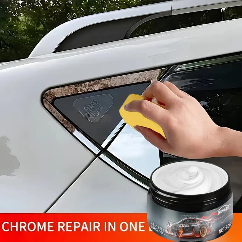 Nuova Pasta Lucidante per Cromo e Metalli - Crema Riparatrice per Rivestimenti Auto, Adatta per Lucidatura Brillante di Cerchi, Paraurti, ecc.