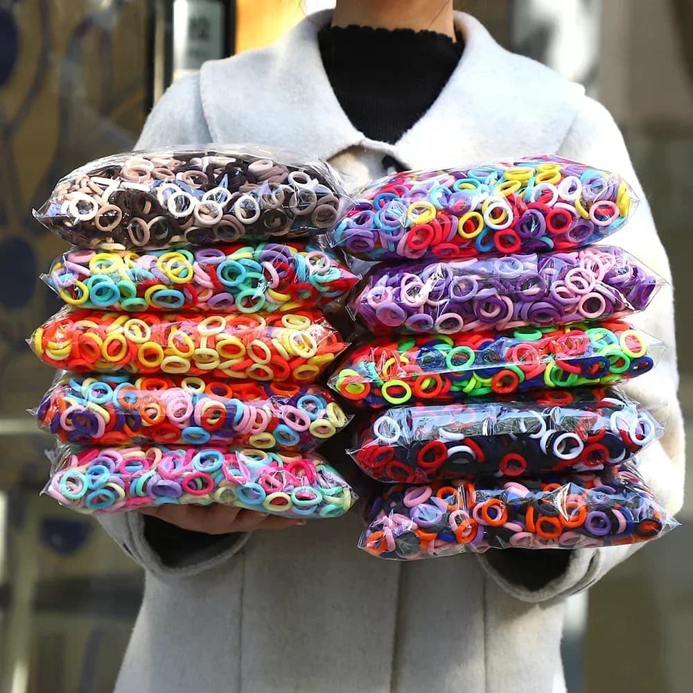 50 Pz/Bassed Colorful Basic Nylon Ealstic Hair Ties for Girls Coda Horse Tent Elastic Scrunchie for Kids Fashion Hair Accessories