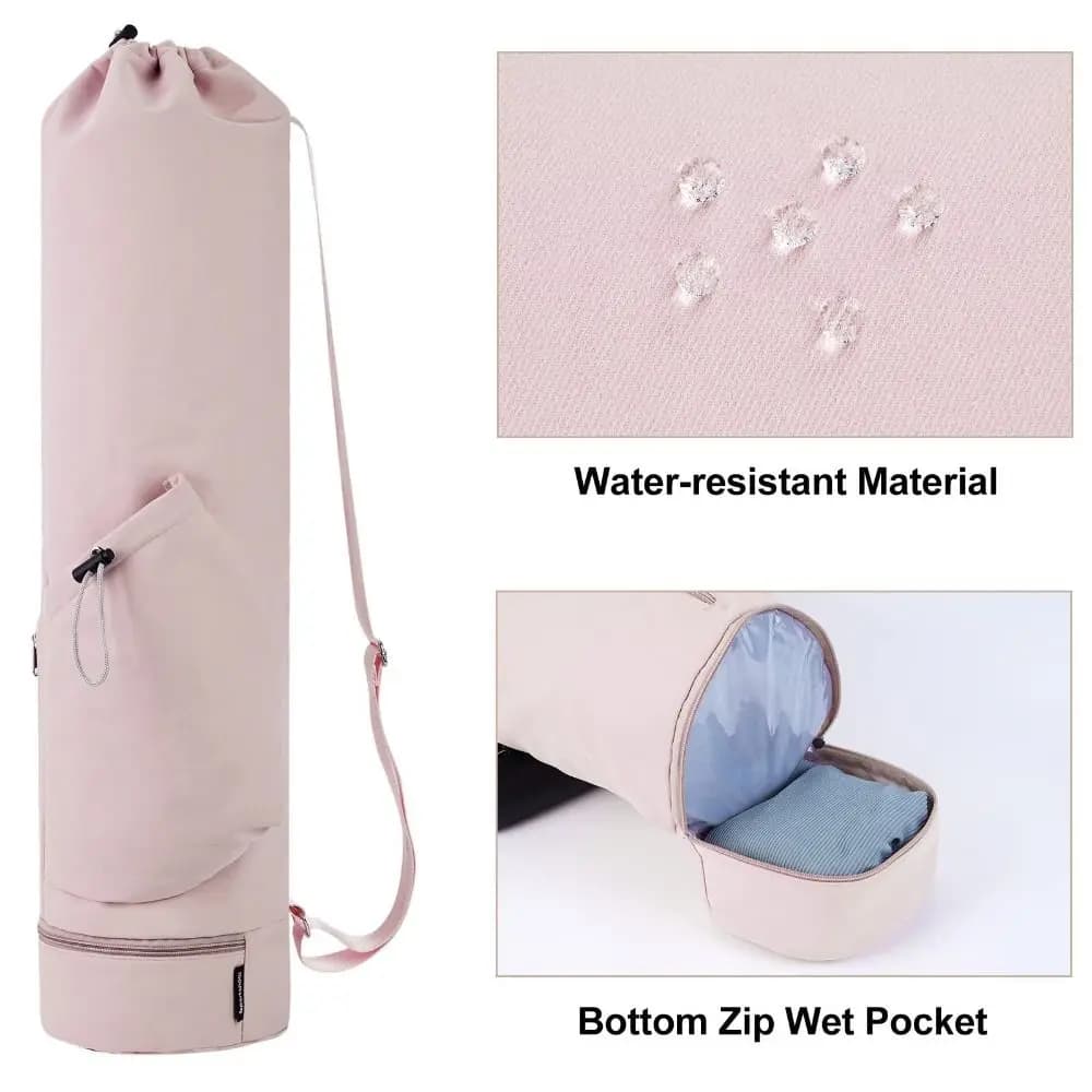 Large Capacity Yoga Mat Bag Waterproof Adjustable Shoulder Straps Breathable Sports Bag Black Portable Exercise Storage Bag