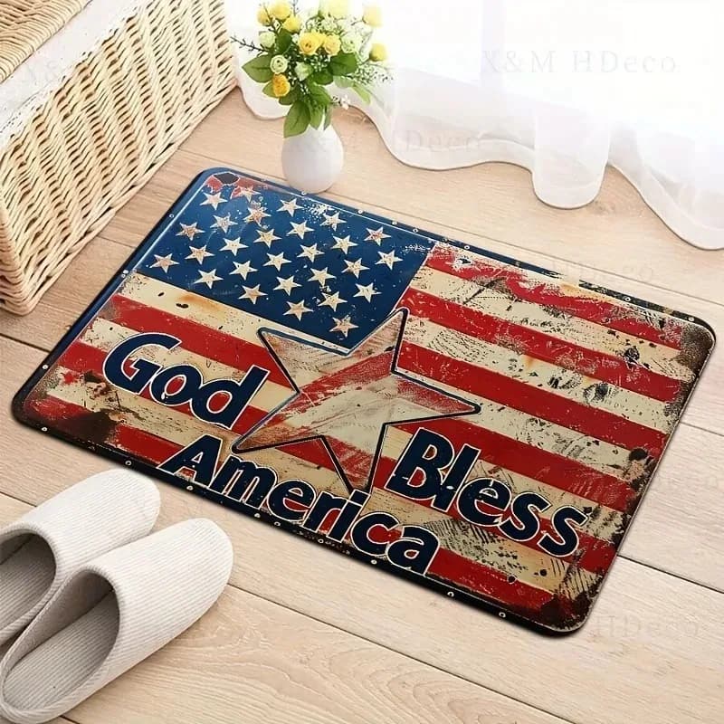 1PC God Bless America modello design Tappetini per porte Tappeti da cucina Tappeti da bagno antiscivolo Tappetino da bagno Tappeto per la casa Lavanderia Decor