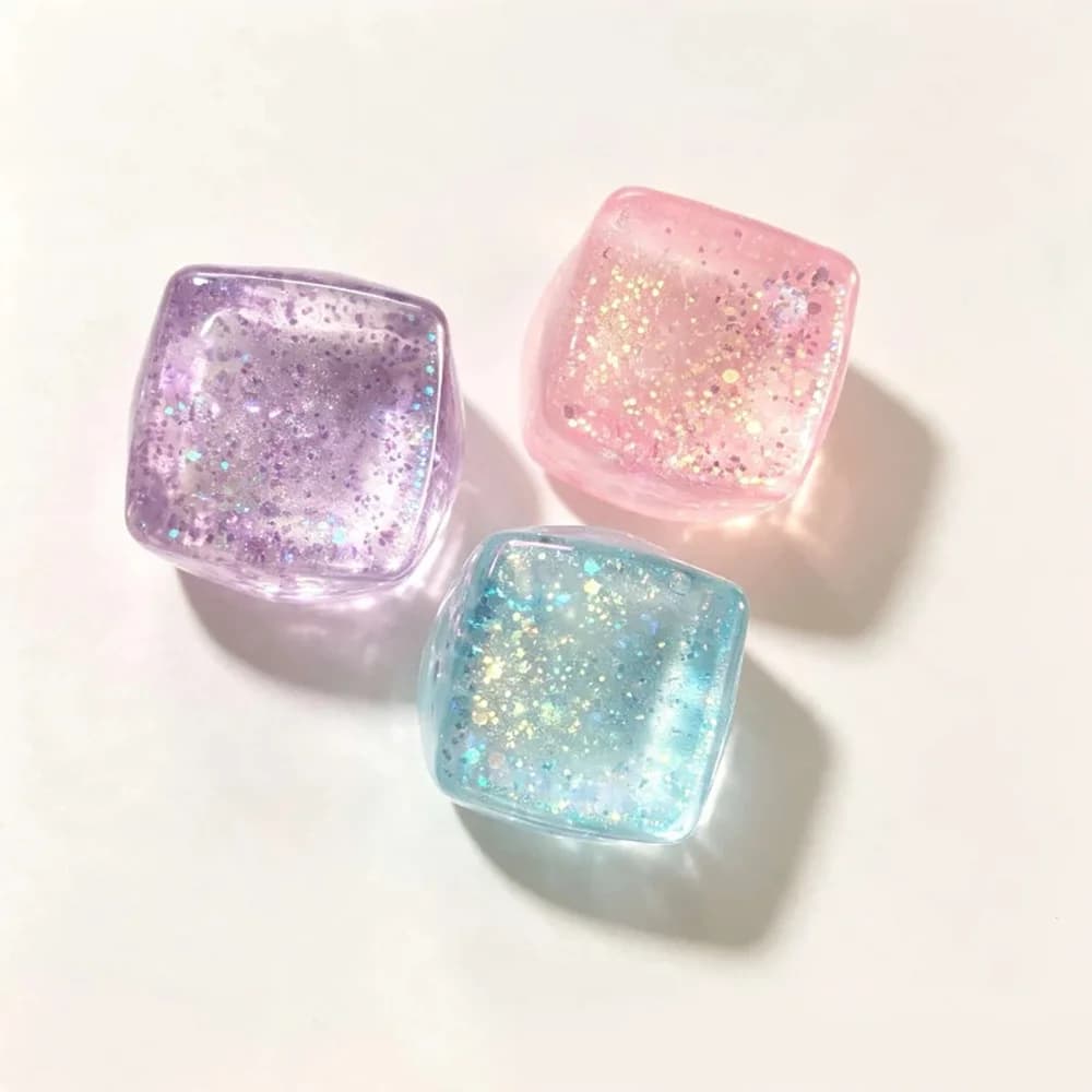 1pc Gold Powder Ice Cube Soft Pinch To Relieve Daily Tension And Stress Decompression Slow Rebound Fidget Daily Office Vent Toy.